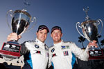 Long Beach, 14. April 2012. Dirk Mller und Joey Hand feiern den zweiten Platz. BMW Team RLL. BMW E92 M3. American Le Mans Serie Race Long Beach.