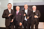 Preisverleihung ECKART 2012 - v.l.n.r.: Preistr&auml;ger Andoni Luis Aduriz, Eckart Witzigmann, Preistr&auml;ger Shalom Kadosh, Preistr&auml;ger Peter Kubelka