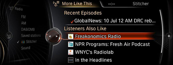 BMW ConnectedDrive, Stitcher Smart Radio App