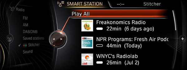 BMW ConnectedDrive, Stitcher Smart Radio App