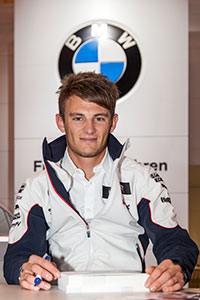 Marco Wittmann, DTM Champion 2014, auf dem BMW Messestand, Essen Motor Show 2014