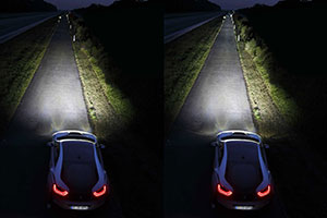    BMW i8; links: LED-Fernlicht, rechts: Laser-Fernlicht