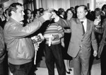 Paul Rosche und Eberhard von Kuenheim beim Sieg der Formel-1 WM 1983