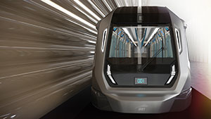 BMW Group DesignworksUSA. Design der neuen Siemens Metro für Kuala Lumpur. Modernes Lichtkonzept am charakteristischen Zugkopf.