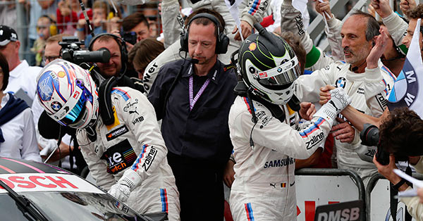 Norisring 26. Juni 2016. DTM Rennen 8, Zweitplatzierter Tom Blomqvist (GB) und Drittplatzierter Maxime Martin (BE).