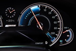 BMW 740Le xDrive iPerformance, Tacho Instrumente. Die Rekuperation wird im Tacho mehrstufig angezeigt.