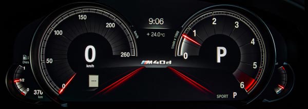 BMW X4, multifunktionales Instrumentendisplay, Sport-Modus