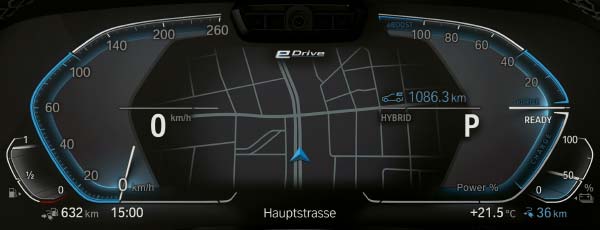BMW X5 xDrive45e iPerformance, voll-digitales Tacho-Instrument