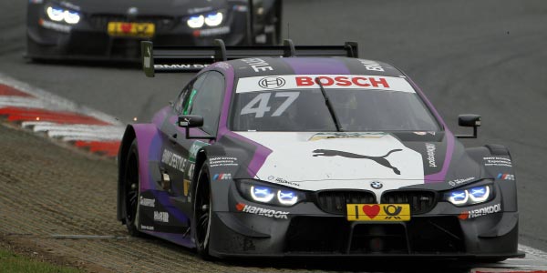 Brands Hatch (GBR), 12. August 2018. DTM-Rennen 12, Joel Eriksson (SWE) im BMW M4 DTM und Bruno Spengler (CAN) im BMW Bank M4 DTM.