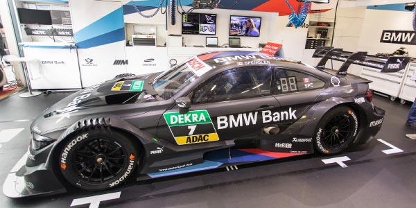 DTM in Spielberg, 23.09.2018. Box vom BMW Team RBM mit dem BMW Bank BMW M4 DTM von Bruno Spengler.