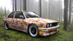 BMW Art Car von Michael Jagamara Nelson, BMW M3, 1989, Augmented Reality. Bildrechte mit freundlicher Genehmigung des Kuenstlers und Acute Art in Zusammenarbeit mit BMW Group Culture.