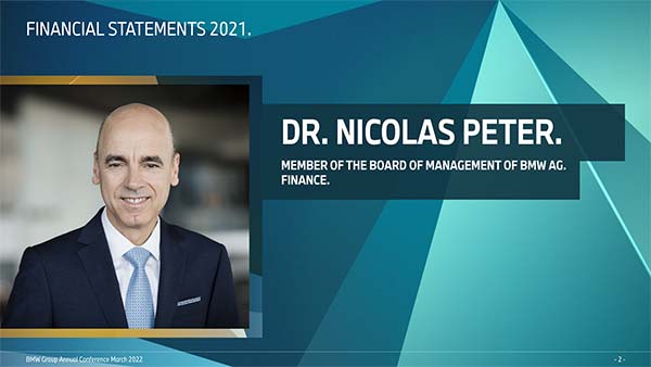 Rede Dr. Nicolas Peter, Mitglied des Vorstands der BMW AG, Finanzen, Jahreskonferenz 2022