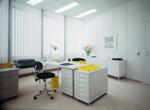 Büro einer Sekretärin im BMW Hochhaus, 1973. Foto: Sigrid Neubert. 