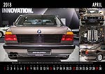 7-forum.com Wandkalender 2018, Motiv April: BMW mit Codenamen 'Goldfisch' auf der TechnoClassica 2017: BMW 7er (E32) mit V16-Motor, 408 PS.
