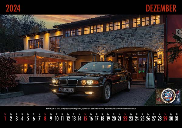7-forum.com Kalender 2024 - Dezember: BMW 728i (E38) von 7-forum.com Mitglied und Stammtisch-Organisator 'leopold456' beim 250. Rhein-Ruhr-Stammtisch