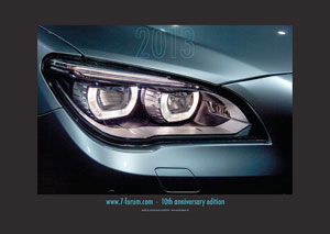 7-forum.com Jahres-Wandkalender 2013, Titelblatt: ein adaptiver LED-Scheinwerfer von einem BMW 760Li Individual (F02 LCI)