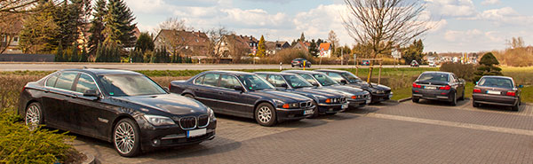 BMW 7er-Reihe beim Rhein-Ruhr-Stammtisch in Castrop-Rauxel im April, dem Ostersonntag 2015.