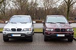 Rhein-Ruhr-Stammtisch im Januar 2017, die BMW X5 (E53) Winterautos von Peter ('TurboPeter', links) und Michal ('bmwe23')