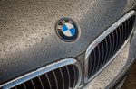 7-forum.com Jahrestreffen 2017, BMW Logo und BMW Niere am BMW 7er, Modell E65 - nach einem Regenschauer