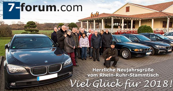 7er-Neujahrs-Stammtisch 'Rhein-Ruhr'. Viel Glück für 2018 wünschte Forums-Schornsteinfeger Alain.
