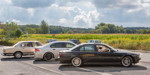 Gemeinsame Abfahrt zur BMW Scene Show 2018: BMW 732i (E23) mit Peter ('TurboPeter'), BMW 735i (E65) mit Michael ('Maschkow') und BMW 740i (E38) mit Manuela und Jens ('sandmaennchen1').